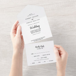 Eenvoudig minimalistisch huwelijk all in one uitnodiging