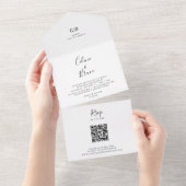 Eenvoudig minimalistisch huwelijk all in one uitnodiging (Afscheurbaar)