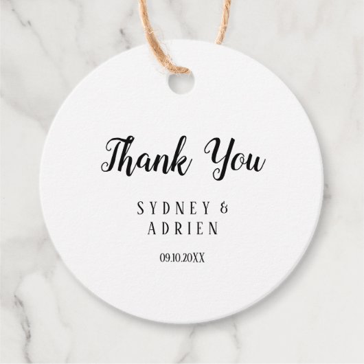 Eenvoudig minimalistisch huwelijk bedankt bedankjes labels (Voorkant)