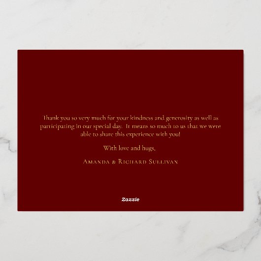 Eenvoudig minimalistisch huwelijk bedankt folie feestdagenkaart (Achterkant)