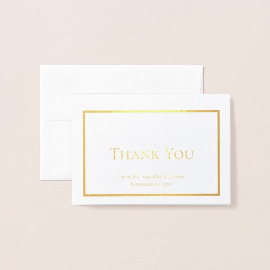 Eenvoudig minimalistisch huwelijk bedankt folie kaarten (Voorkant met envelop)