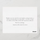 Eenvoudig minimalistisch huwelijk bedankt folie uitnodiging briefkaart (Achterkant)