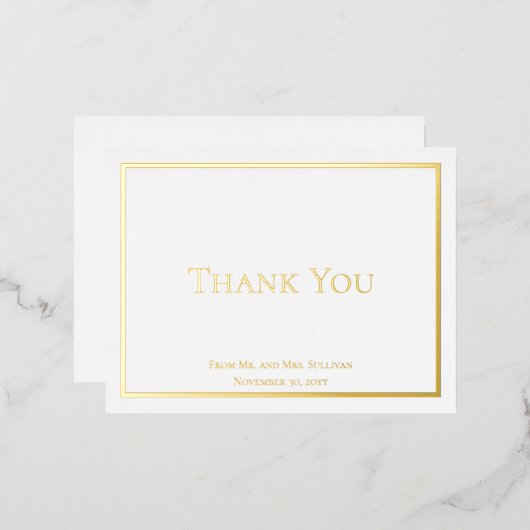 Eenvoudig minimalistisch huwelijk bedankt folie uitnodiging briefkaart (Voorkant / Achterkant)