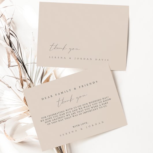 Eenvoudig minimalistisch huwelijk - Hartelijk dank Bedankkaart