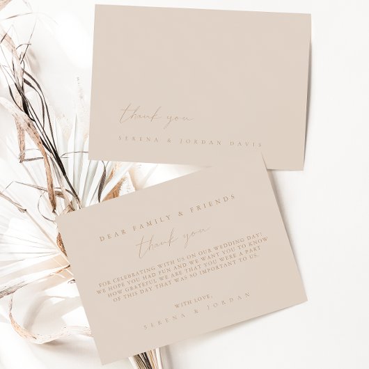 Eenvoudig minimalistisch huwelijk - Hartelijk dank Bedankkaart