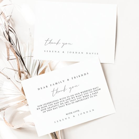 Eenvoudig minimalistisch huwelijk - Hartelijk dank Bedankkaart