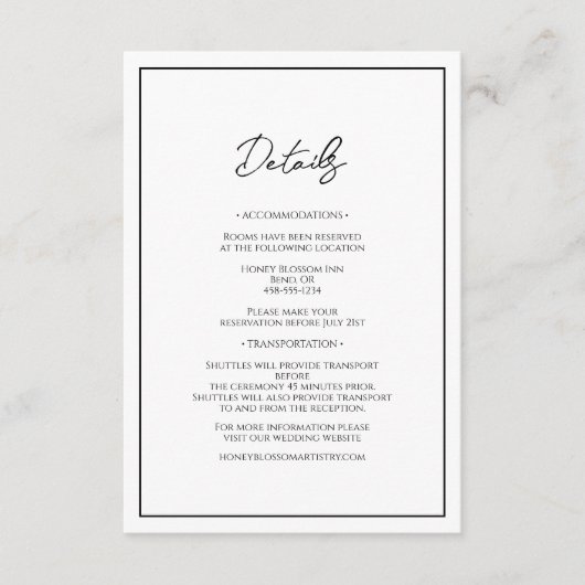 Eenvoudig minimalistisch huwelijk informatiekaartje (Voorkant)
