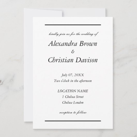 Eenvoudig minimalistisch huwelijk kaart (Voorkant)