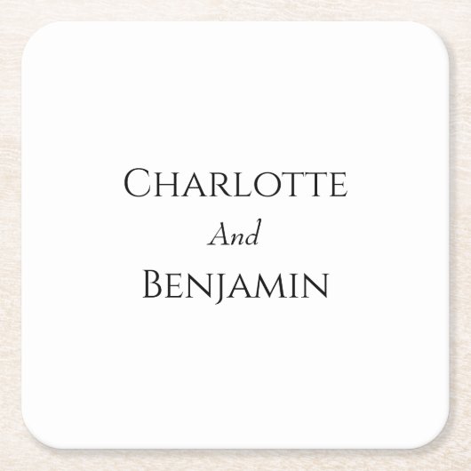 Eenvoudig minimalistisch huwelijk kartonnen onderzetters (Voorkant)