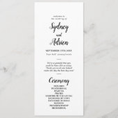 Eenvoudig minimalistisch huwelijk programmakaart (Voorkant)