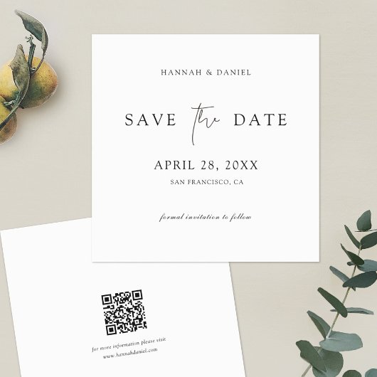 Eenvoudig minimalistisch huwelijk save the date