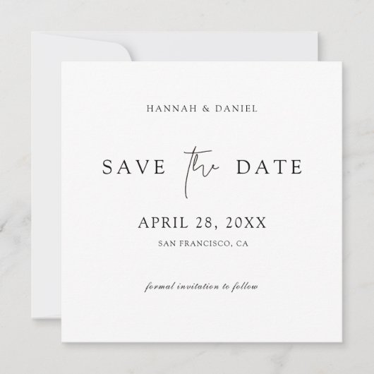Eenvoudig minimalistisch huwelijk save the date (Voorkant)