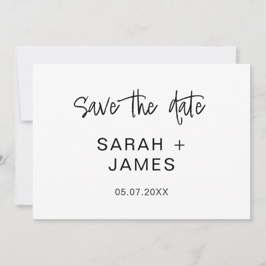 Eenvoudig minimalistisch huwelijk sparen de Uitnod Save The Date (Voorkant)