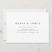 Eenvoudig minimalistisch huwelijk sparen de Uitnod Save The Date (Achterkant)