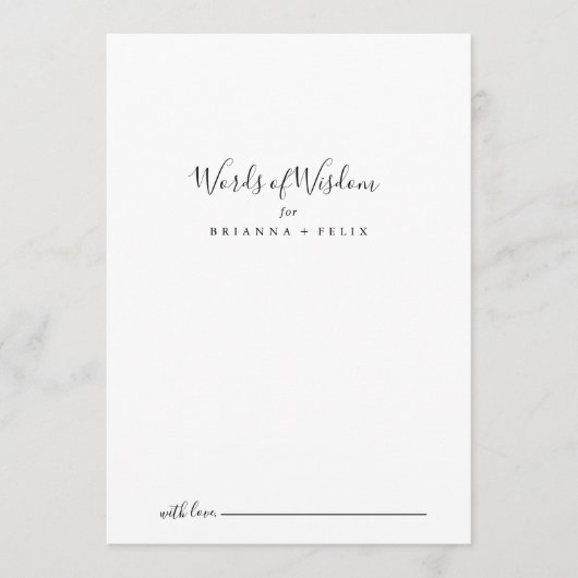 Eenvoudig minimalistisch huwelijk van Wisdom Advieskaart (Voorkant)
