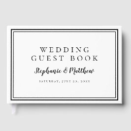 Eenvoudig minimalistisch huwelijk zwart-wit gastenboek