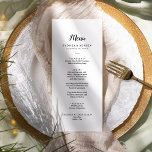Eenvoudig minimalistisch huwelijksdiner menu<br><div class="desc">Deze eenvoudige minimalistische kaart voor het menu van het huwelijksdiner is perfect voor een elegante bruiloft. Het klassieke ontwerp heeft een rustieke zwart-witte typografie met een moderne minimalistische uitstraling. QSD113</div>