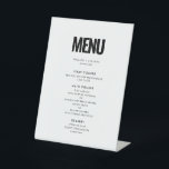 Eenvoudig minimalistisch huwelijksmenu reclamebord met voetstuk<br><div class="desc">Ga voor een eenvoudig maar opvallend zwart-wit ontwerp voor je trouwbenodigdheden. Deze moderne en elegante stijl kan elk koppel passen. Volledig aanpasbaar,  kunt u de kleuren van de tekst of de achtergrond gemakkelijk veranderen in uw het houden van.</div>