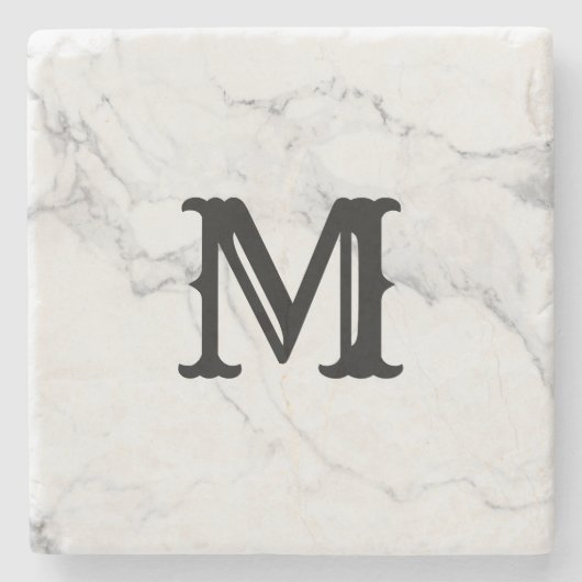 Eenvoudig minimalistisch Initialen letter marmeren Stenen Onderzetter (Voorkant)