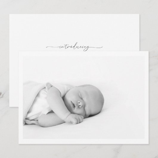 Eenvoudig minimalistisch introduceren van Baby fot Aankondiging (Voorkant / Achterkant)