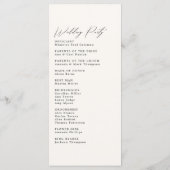 Eenvoudig minimalistisch Ivory Cream Wedding Progr Programmakaart (Achterkant)
