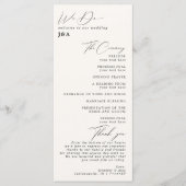 Eenvoudig minimalistisch Ivory Cream Wedding Progr Programmakaart (Voorkant)