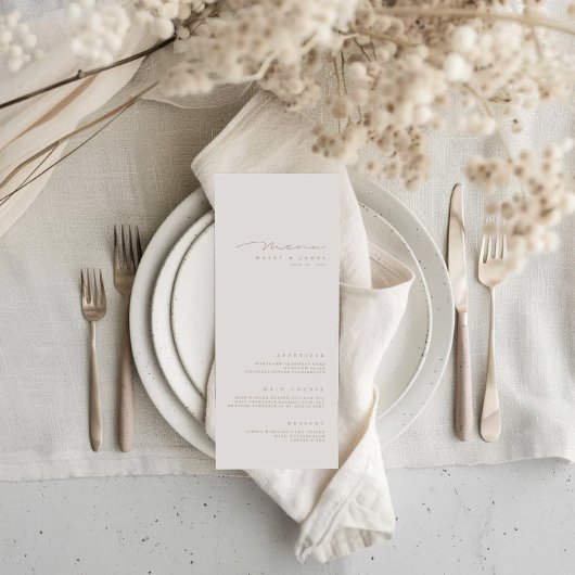 Eenvoudig minimalistisch Ivory Wedding Menu