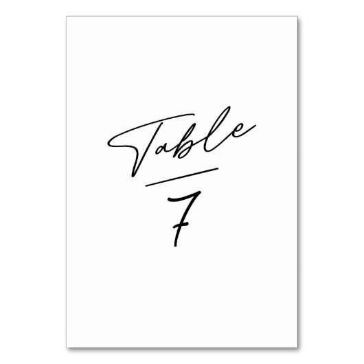 Eenvoudig minimalistisch kalligrafie tafelnummer (Achterkant)