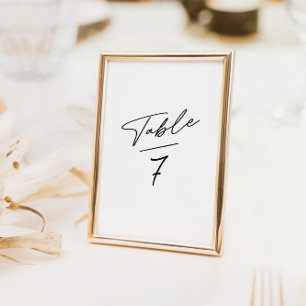 Eenvoudig minimalistisch kalligrafie tafelnummer