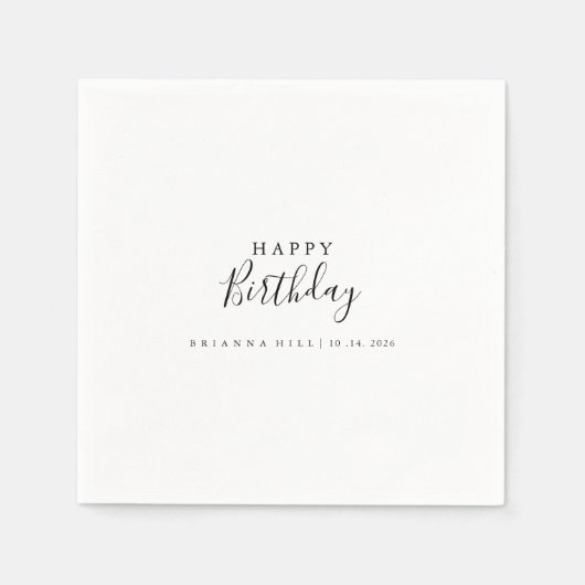Eenvoudig minimalistisch kalligrafie verjaardagsfe servet (Voorkant)