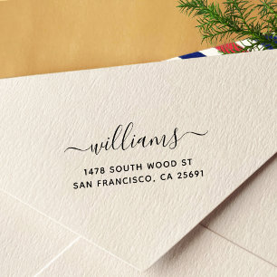 Eenvoudig minimalistisch kalligrafierendomslagadre  zelfinktende stempel