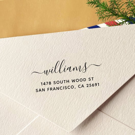 Eenvoudig minimalistisch kalligrafierendomslagadre  zelfinktende stempel