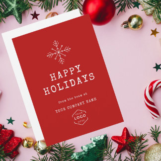 Eenvoudig minimalistisch Kerst Bedrijfslogo Rood Feestdagenkaart