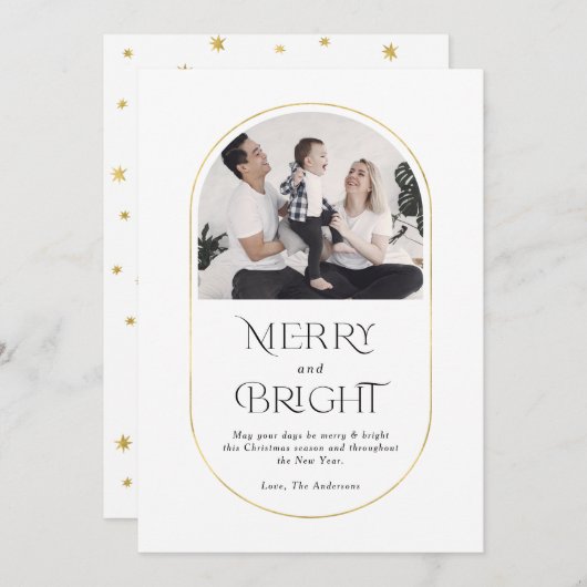 Eenvoudig minimalistisch kerst Moderne kerstfamili Feestdagenkaart (Voorkant / Achterkant)