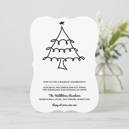 Eenvoudig minimalistisch kerstboomfeest feestdagenkaart (Staand voorkant)