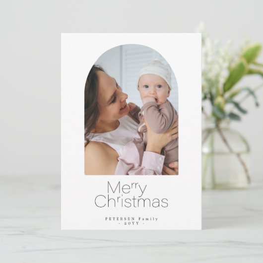 Eenvoudig minimalistisch kerstfeest feestdagenkaart (Staand voorkant)