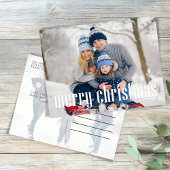 Eenvoudig minimalistisch kerstfeest met twee foto' feestdagenkaart