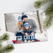 Eenvoudig minimalistisch kerstfeest met twee foto' feestdagenkaart