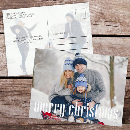 Eenvoudig minimalistisch kerstfeest met twee foto' feestdagenkaart