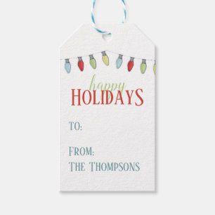 Eenvoudig minimalistisch kerstlijnlampje van cadeaulabel