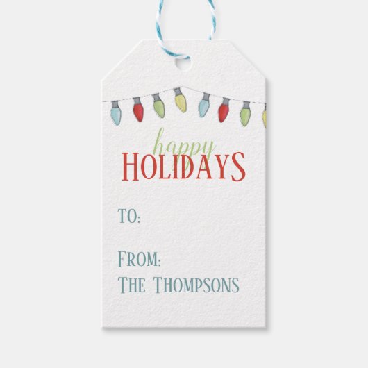 Eenvoudig minimalistisch kerstlijnlampje van cadeaulabel (Voorkant)