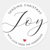 Eenvoudig minimalistisch kerstvreugde Elegant scri Ronde Sticker (Voorkant)