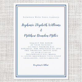 Eenvoudig Minimalistisch Klassic Blue Chic Weddens Kaart