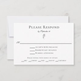 Eenvoudig minimalistisch klassiek elegant lef RSVP Kaartje