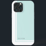 Eenvoudig minimalistisch kleurenblok met naam Case-Mate iPhone case<br><div class="desc">Voor een schone blik die een gevoel van elegantie en klassiek minimalistisch het stileren van dit moderne kleurenblokontwerp in lichte aquamarine overbrengt en wit heeft een tekst sjabloon om met jouw naam op de lagere linkerhoek te personaliseren. Er zijn veel overeenkomende producten beschikbaar in dit ontwerp om uw thuis-, school-...</div>