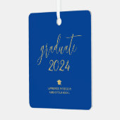 Eenvoudig minimalistisch koningsblauw 2024 Afstude Metalen Ornament (Voorkant links)