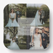 Eenvoudig minimalistisch koppelingsfotocollage papieren bordje (Voorkant)