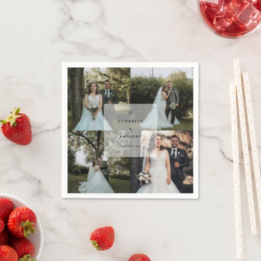 Eenvoudig minimalistisch koppelingsfotocollage servet (Insitu)