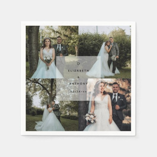 Eenvoudig minimalistisch koppelingsfotocollage servet (Voorkant)