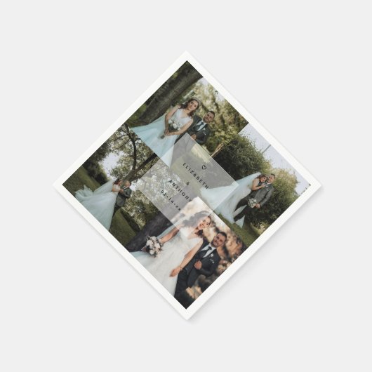 Eenvoudig minimalistisch koppelingsfotocollage servet (Hoek)